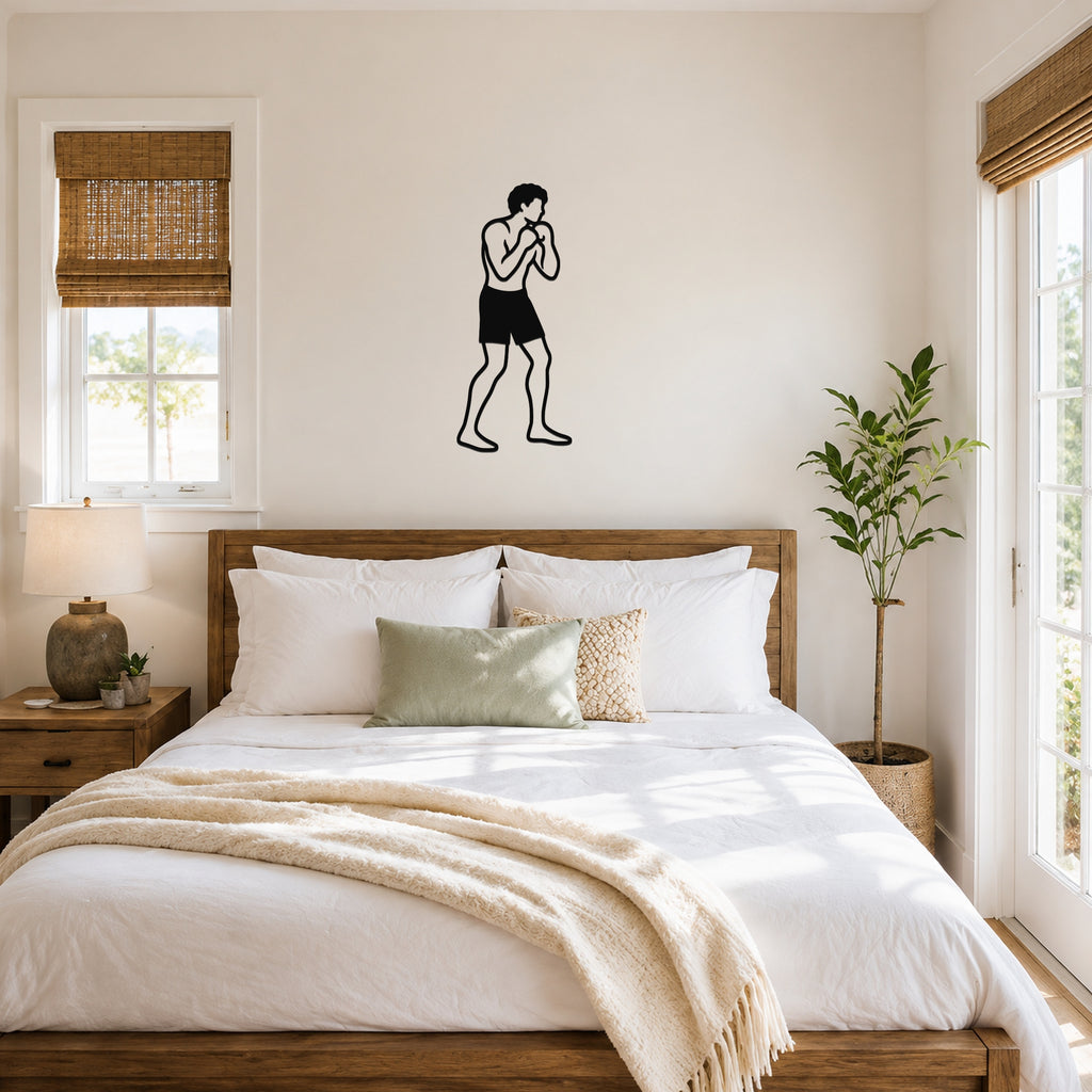 Male Boxing BLOCK waterproof steel metal wall art, mockup 3