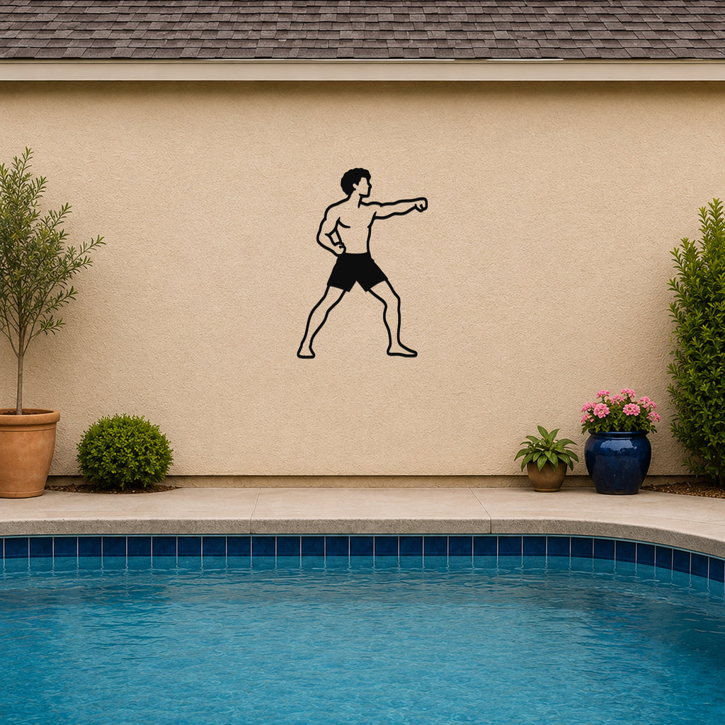 Male Karate Front Punch waterproof steel metal wall art, mockup 3