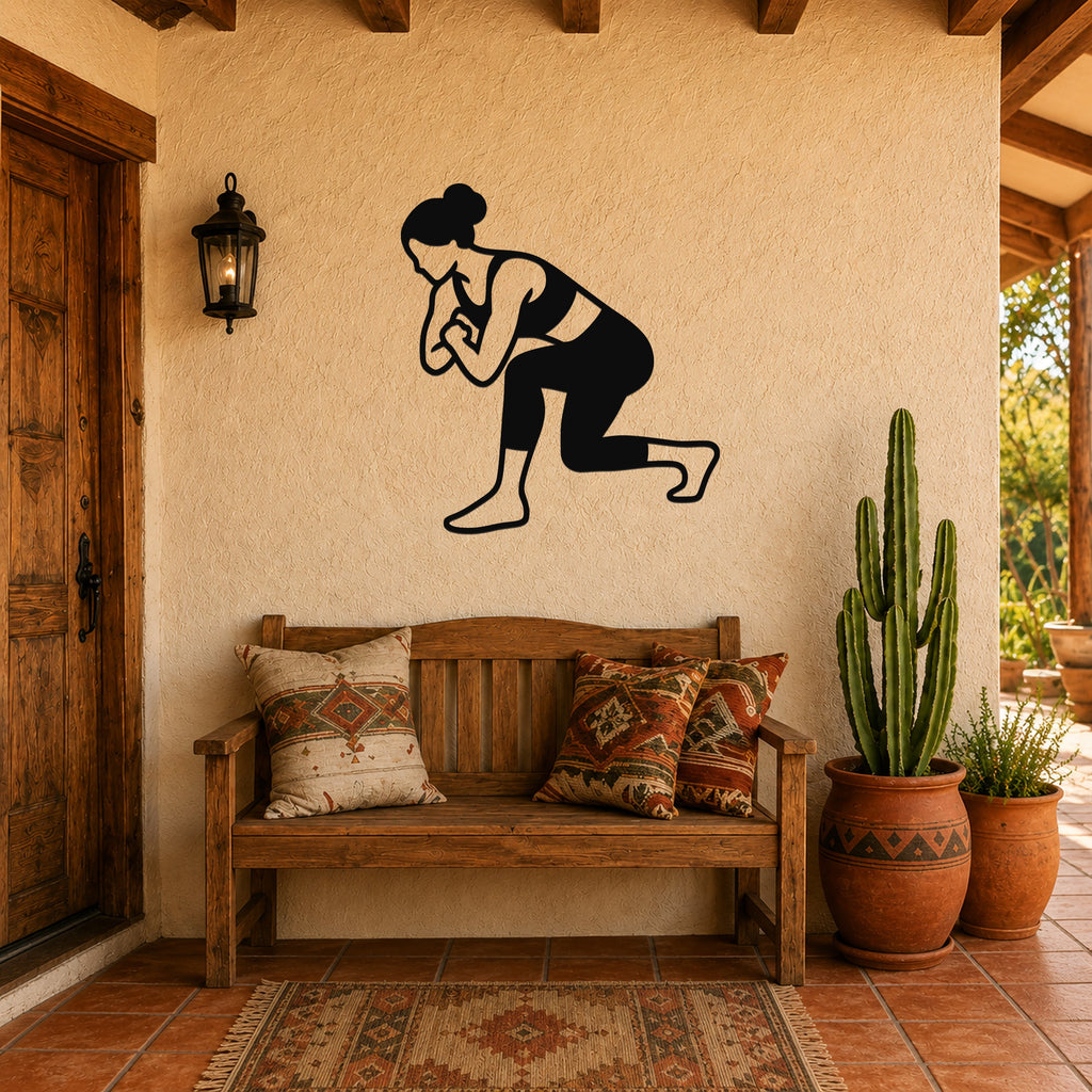 Female Wrestling Single Leg Entry waterproof steel metal wall art, mockup 3