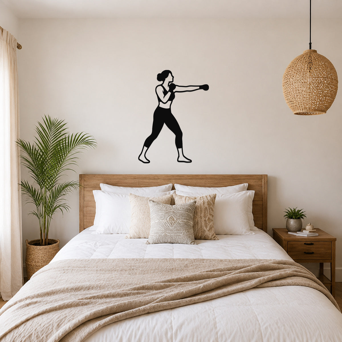 Female Boxing CROSS waterproof steel metal wall art, mockup 3