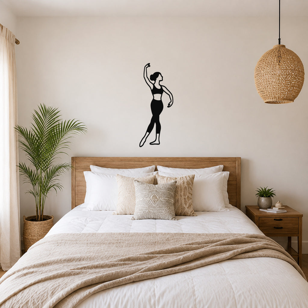 Female Ballet Croisé devant waterproof steel metal wall art, mockup 3