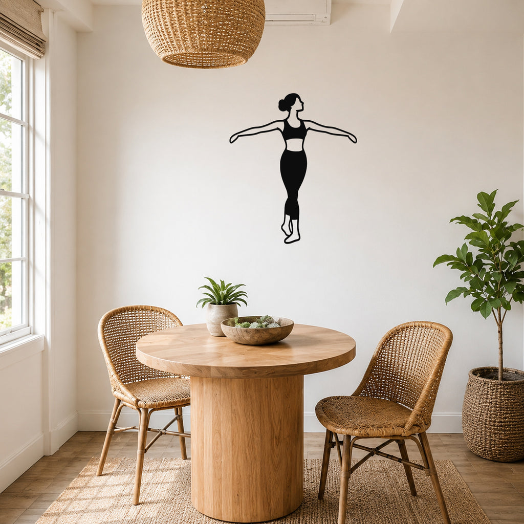 Female Ballet À la quatrième derrière waterproof steel metal wall art, mockup 3