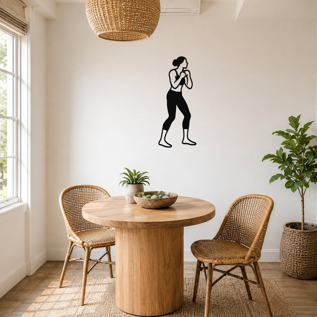 Female Boxing BLOCK waterproof steel metal wall art, mockup 3