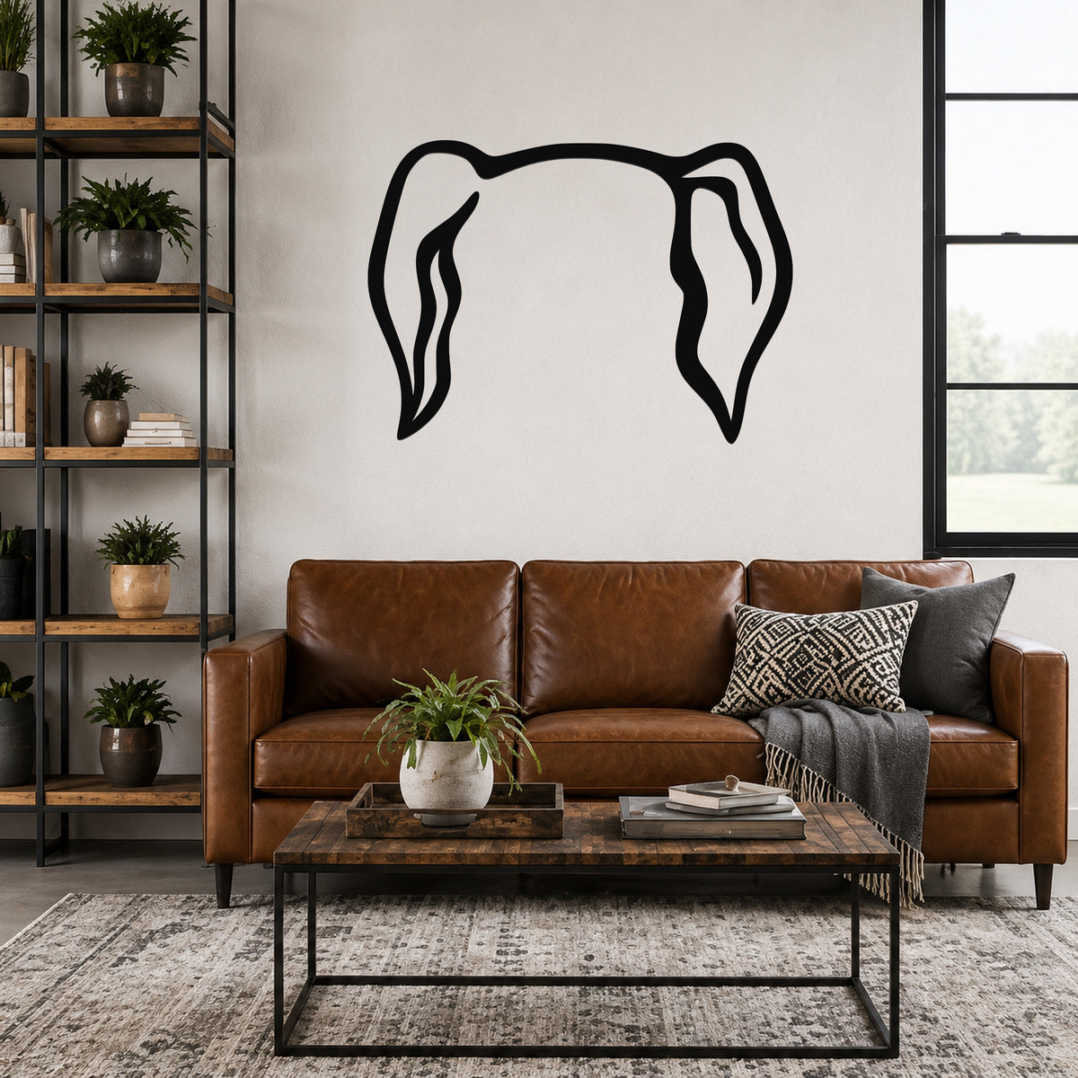Wire-haired Dachshund dog ear waterproof metal wall art, mockup 3