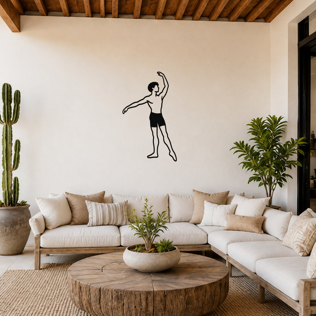 Male Ballet Écarté devant waterproof steel metal wall art, mockup 3