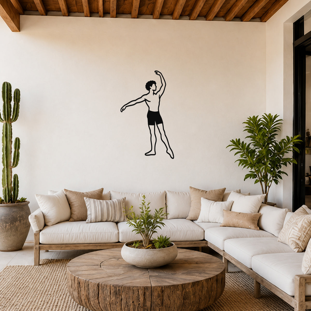 Male Ballet Écarté devant waterproof steel metal wall art, mockup 3