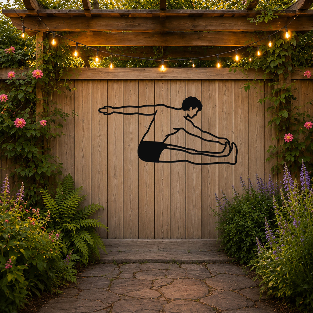 Male Classical Pilates Saw waterproof steel metal wall art, mockup 3