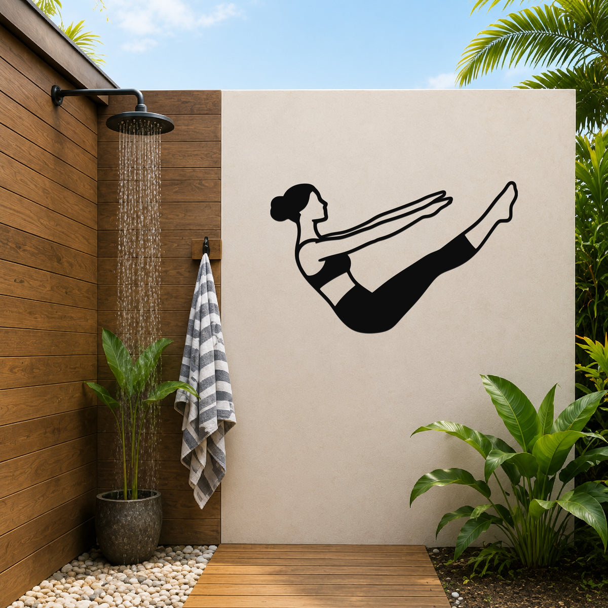 Female Classical Pilates Teaser waterproof steel metal wall art, mockup 3