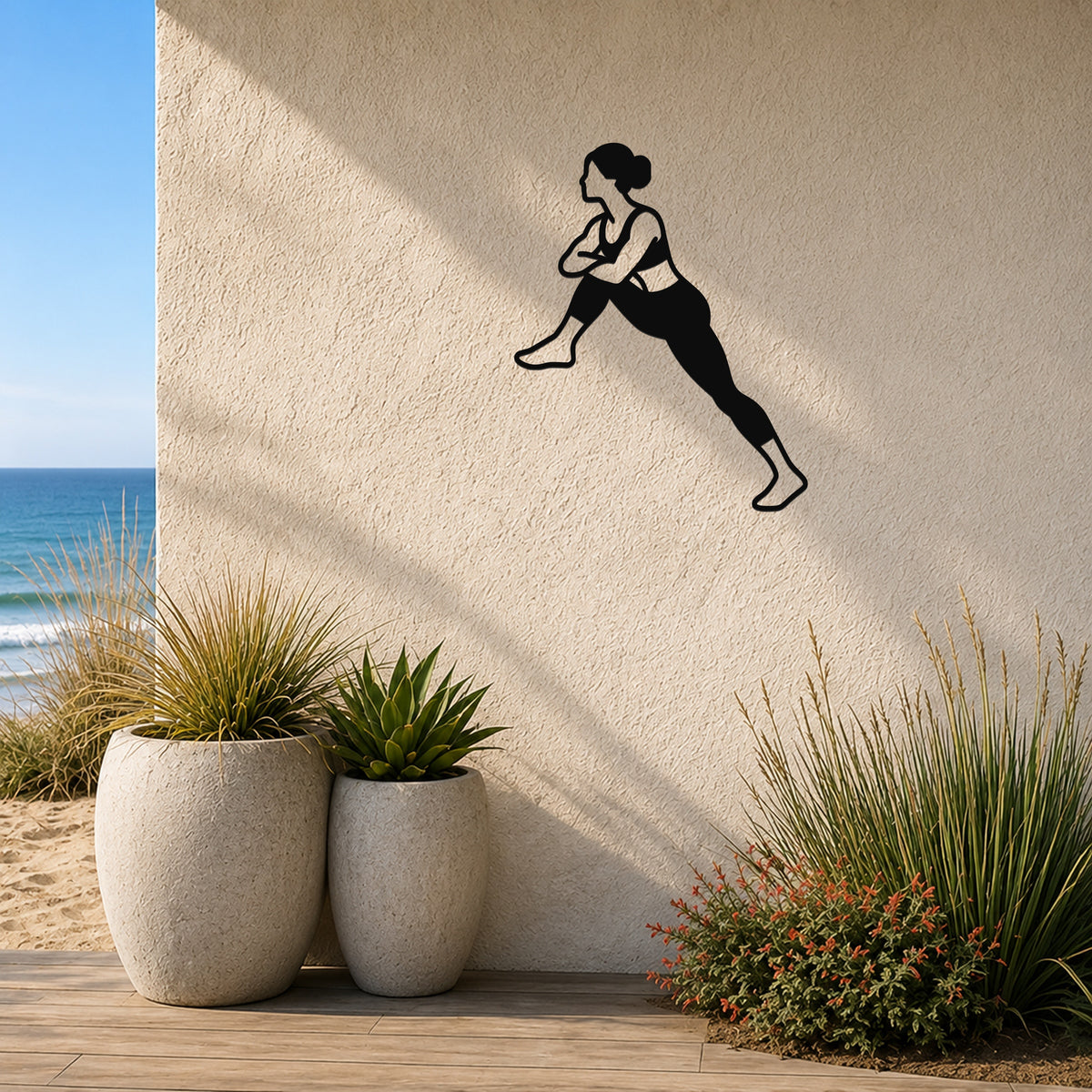Female Wrestling Lift and Finish waterproof steel metal wall art, mockup 3