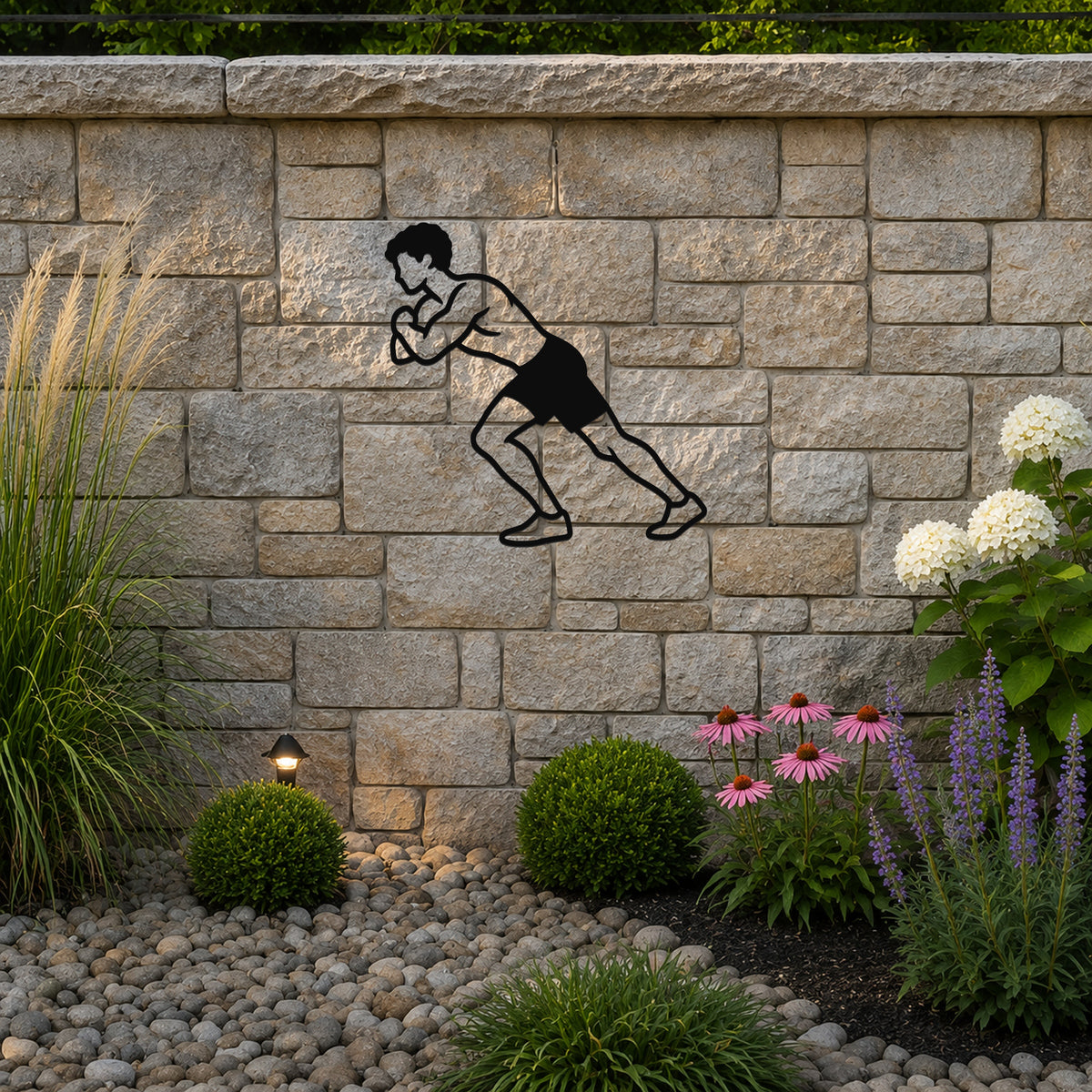Male Wrestling Hip Pressure Drive waterproof steel metal wall art, mockup 3