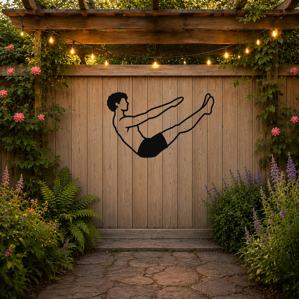 Male Classical Pilates Teaser waterproof steel metal wall art, mockup 3