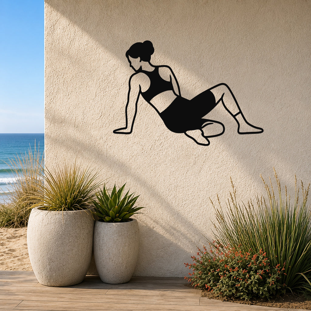 Female Wrestling Sit Out Escape waterproof steel metal wall art, mockup 3