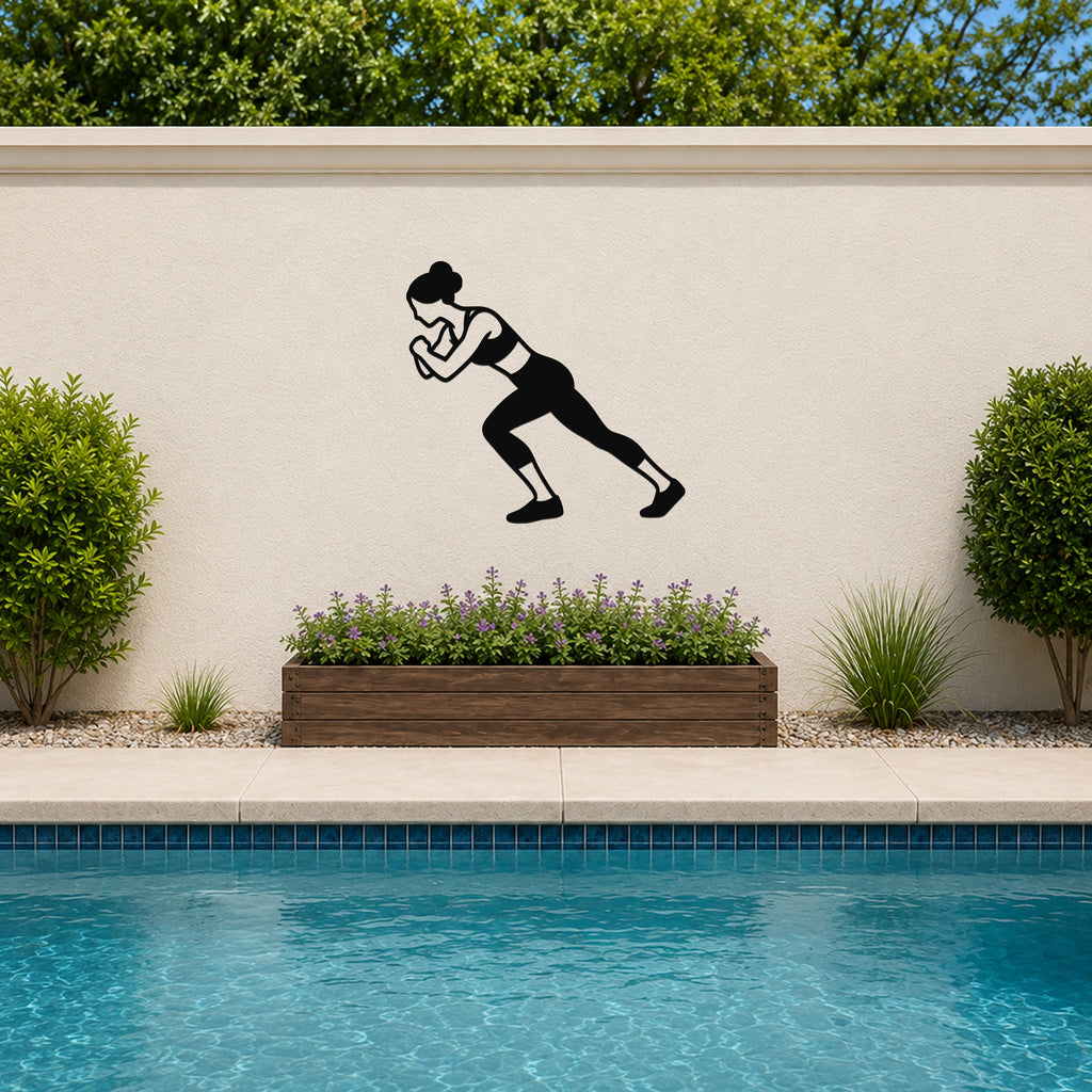 Female Wrestling Hip Pressure Drive waterproof steel metal wall art, mockup 3
