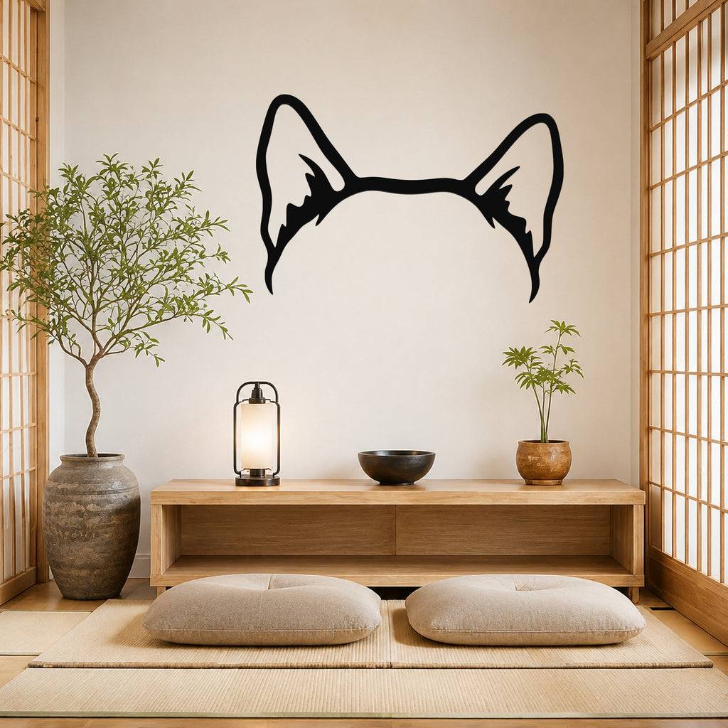 Shiba Inu dog ear waterproof metal wall art, mockup 3