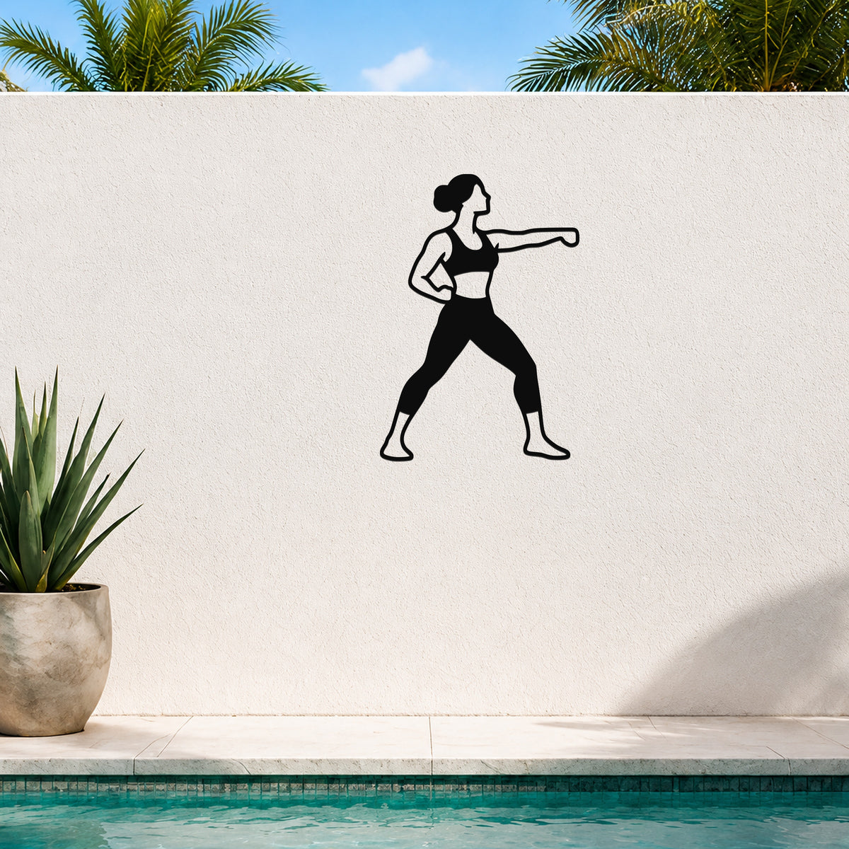 Female Karate Front Punch waterproof steel metal wall art, mockup 3