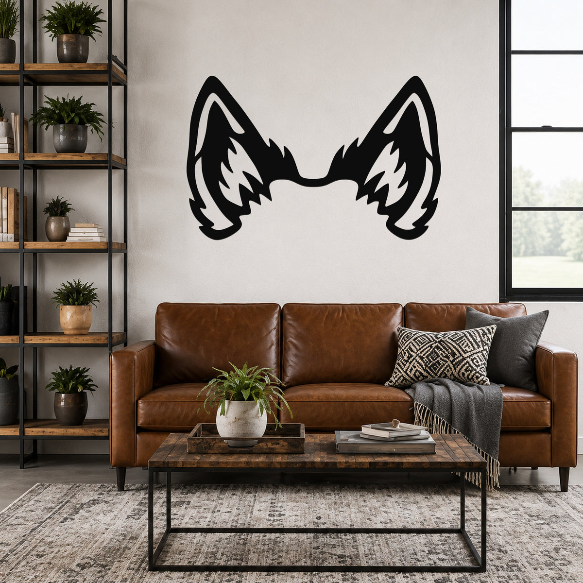 Wolf dog ear waterproof metal wall art, mockup 3
