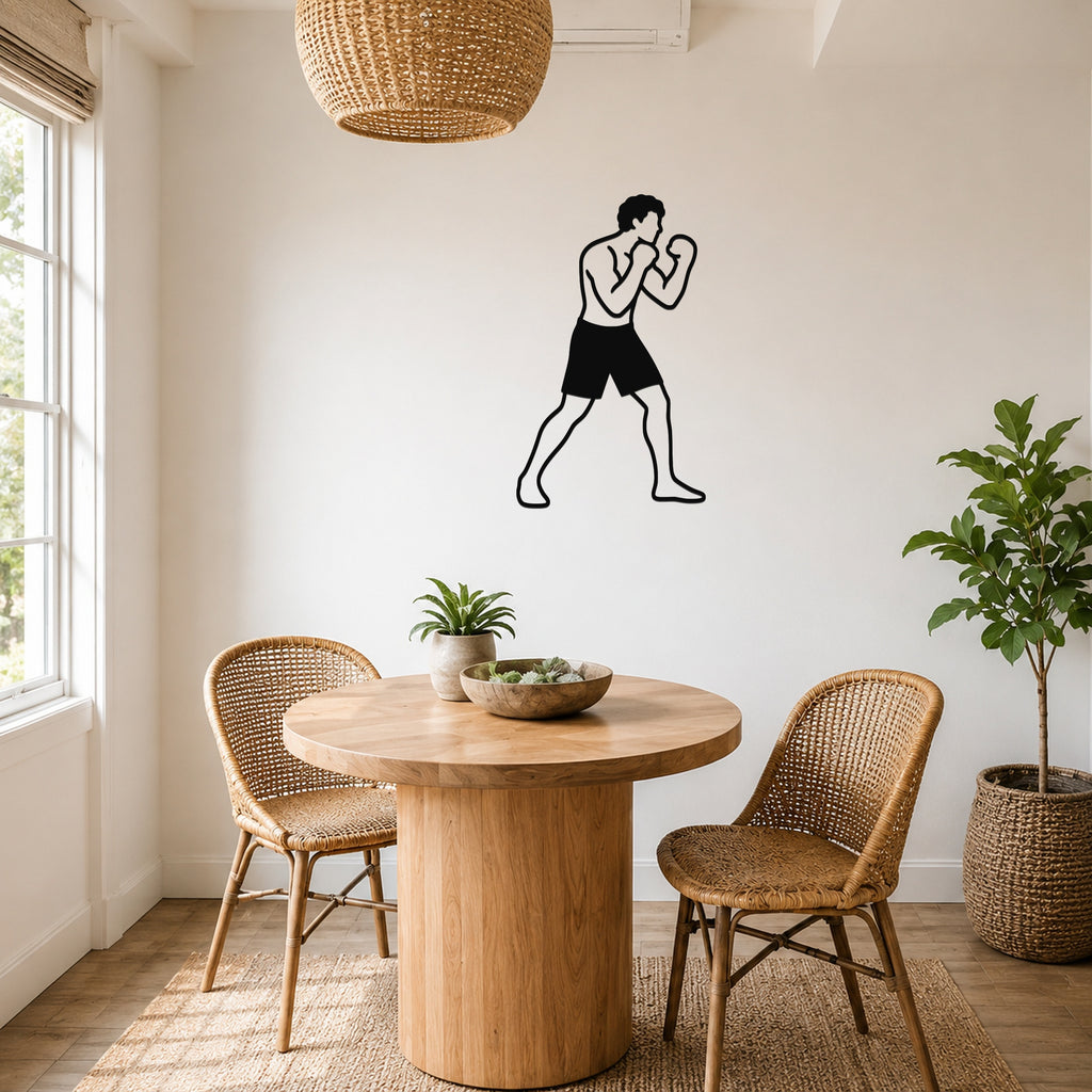 Male Boxing LEAD HOOK waterproof steel metal wall art, mockup 3
