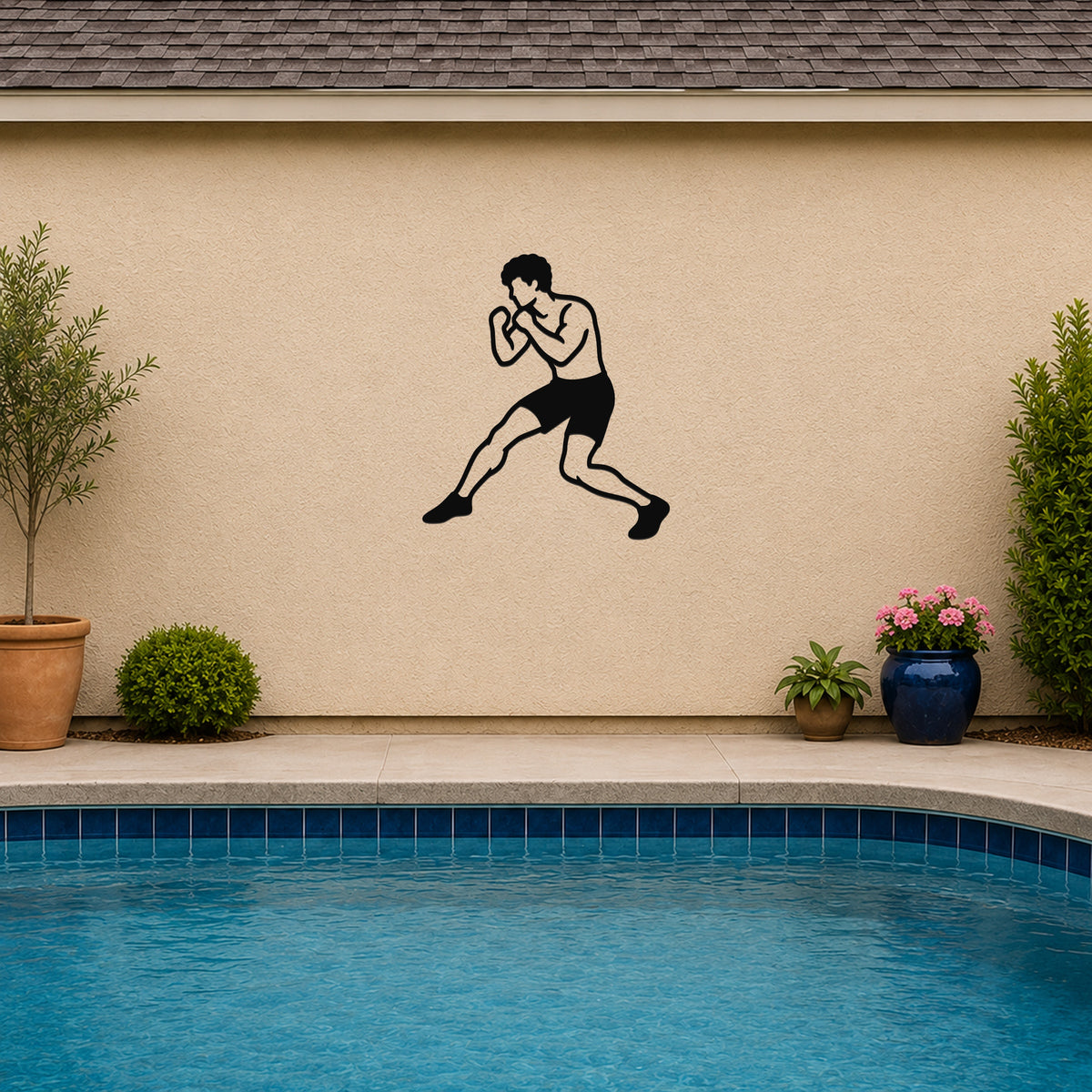 Male Wrestling Back Step Defense waterproof steel metal wall art, mockup 3