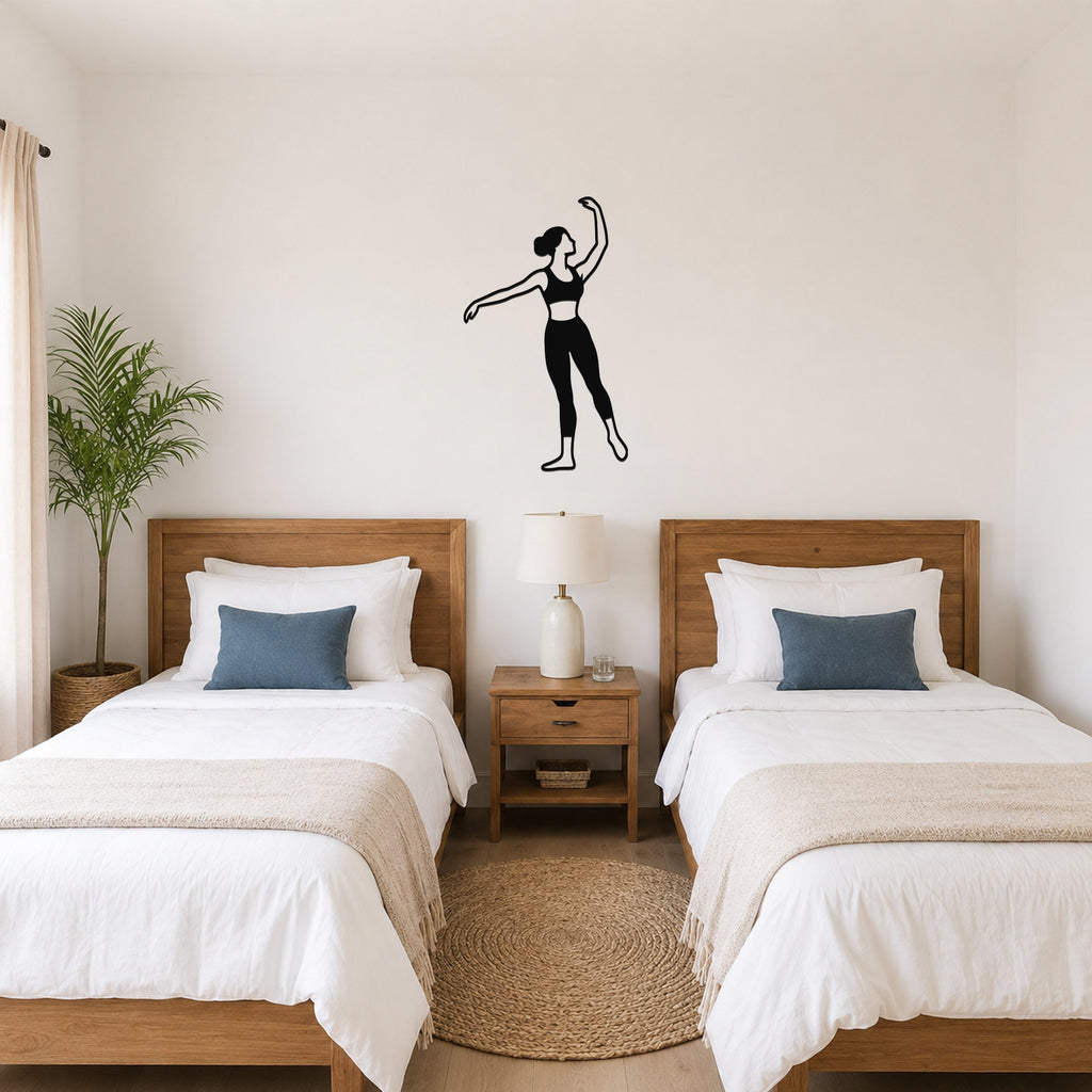 Female Ballet Effacé derrière waterproof steel metal wall art, mockup 3