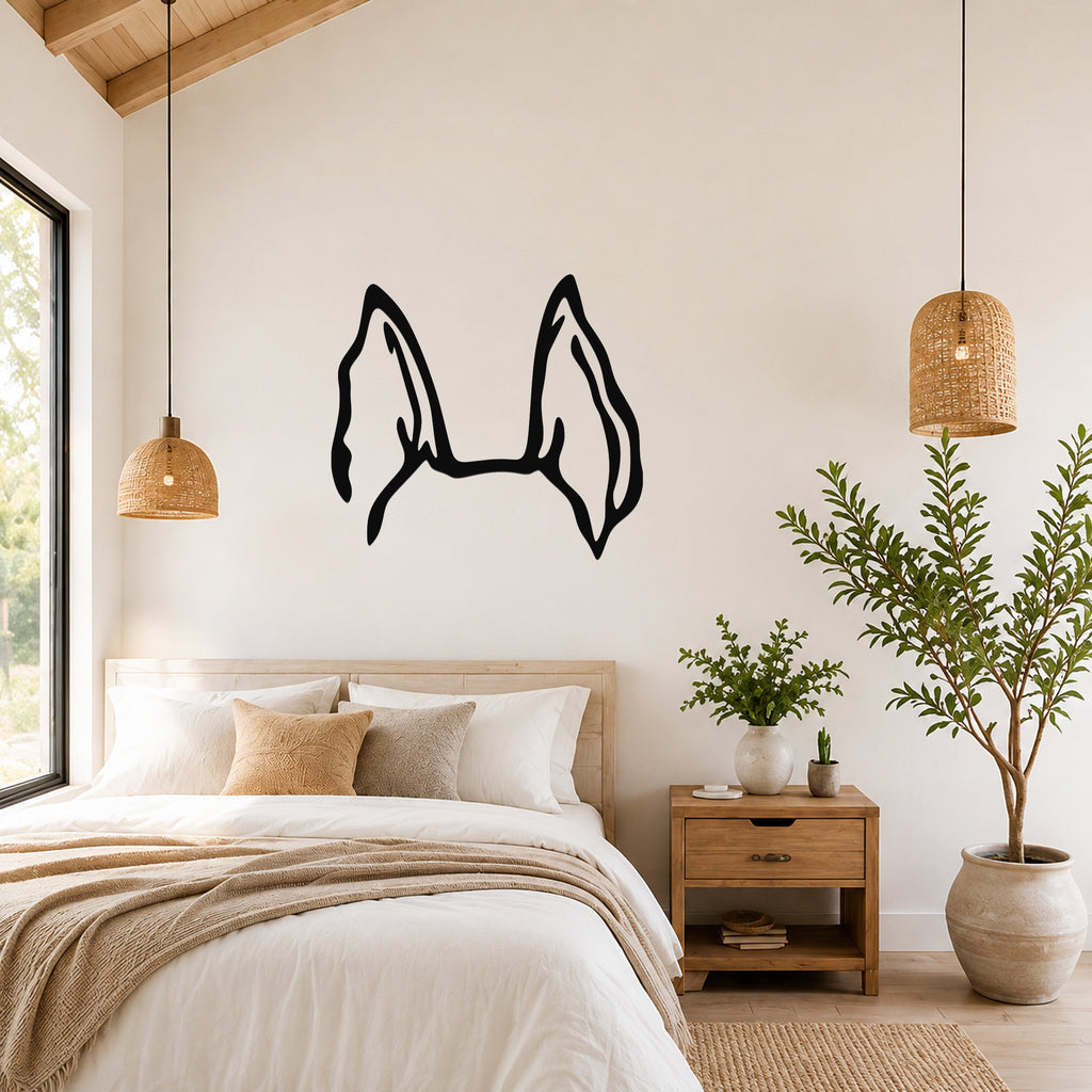 German Shepherd dog ear waterproof metal wall art, mockup 3