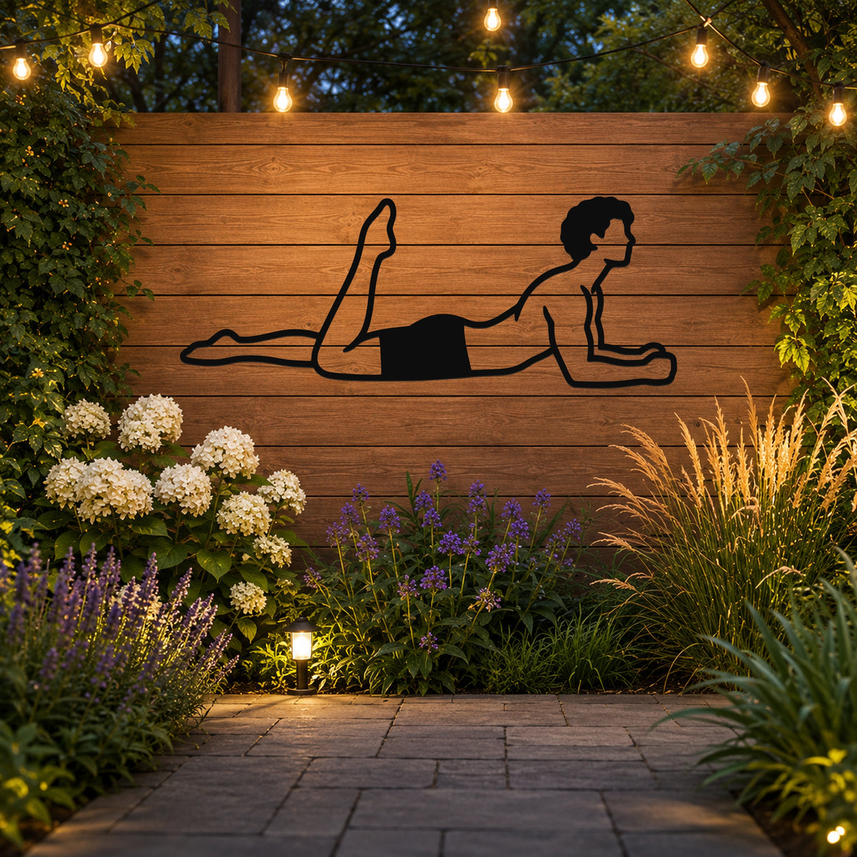Male Classical Pilates One Leg Kick waterproof steel metal wall art, mockup 3