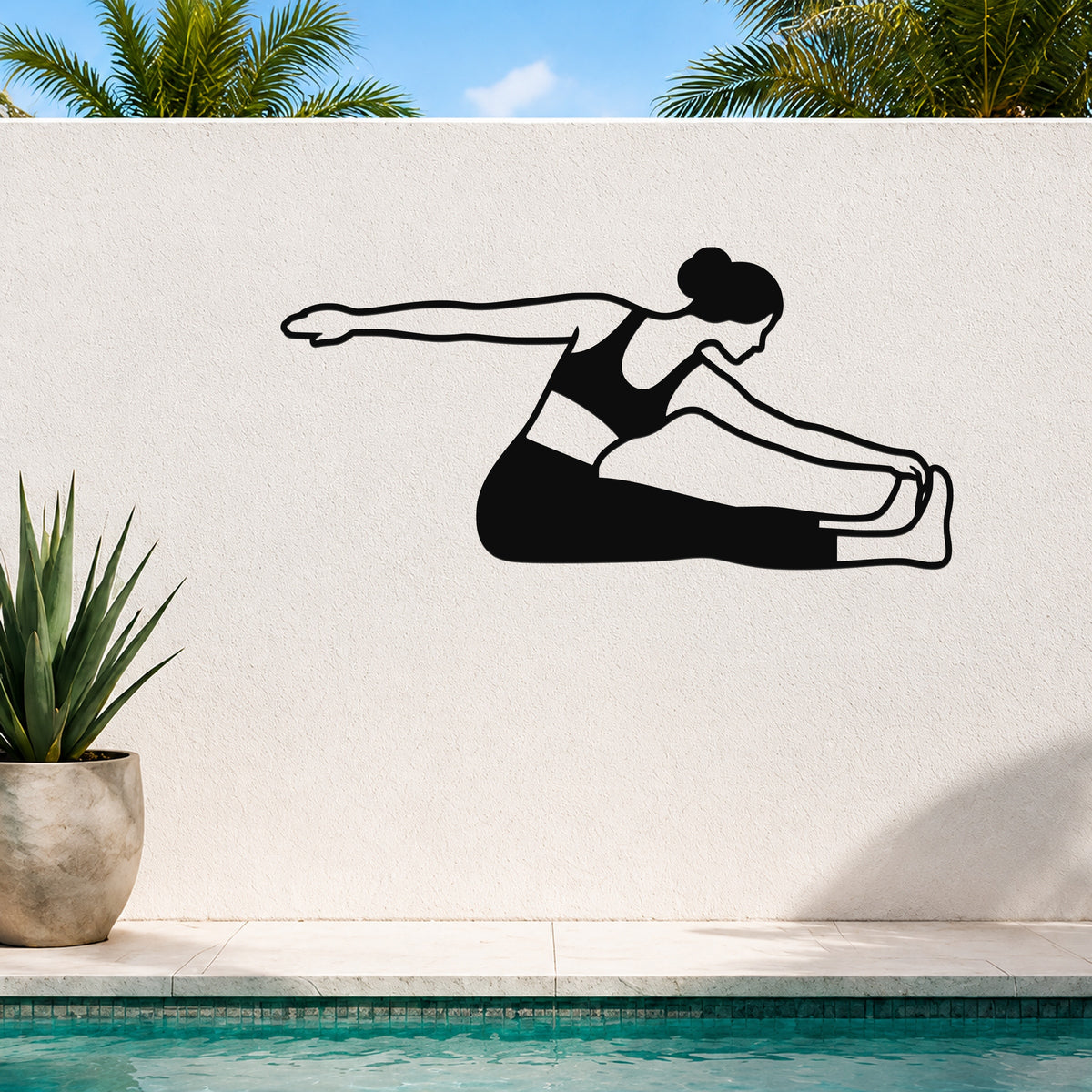 Female Classical Pilates Saw waterproof steel metal wall art, mockup 3
