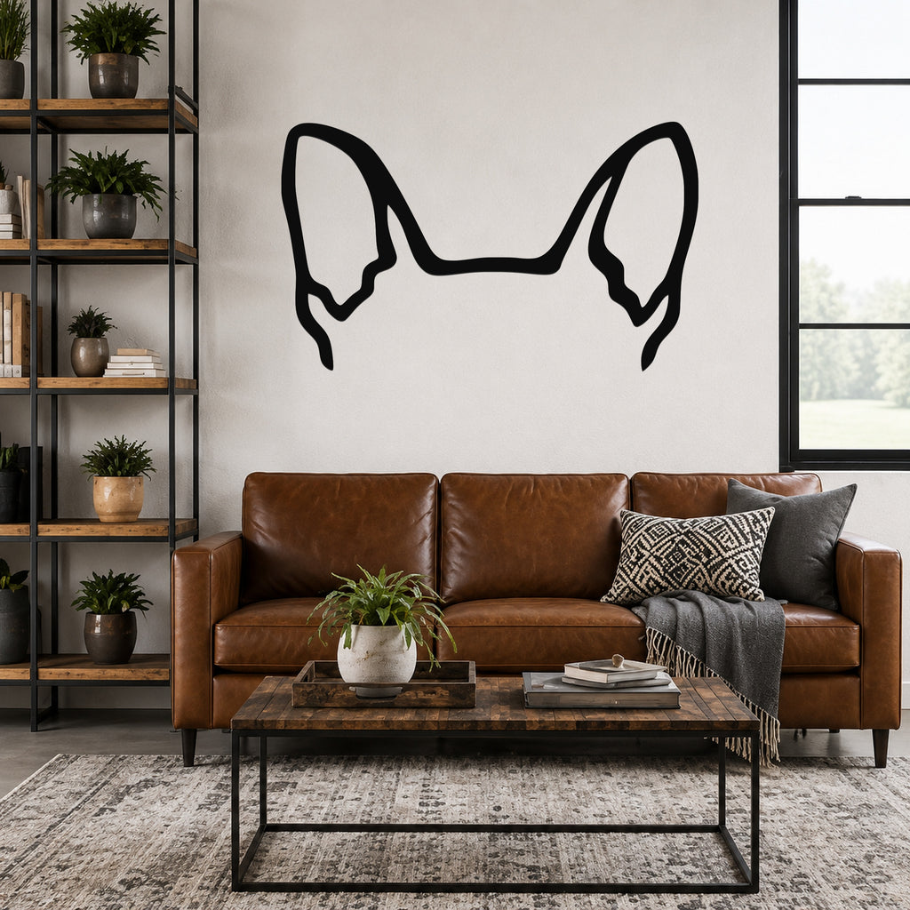 Welsh Corgi dog ear waterproof metal wall art, mockup 3