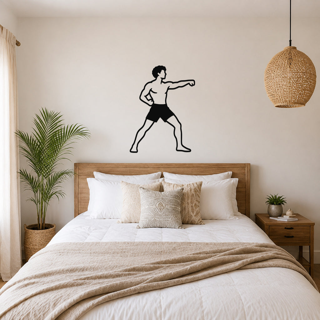 Male Karate Double Punch waterproof steel metal wall art, mockup 4