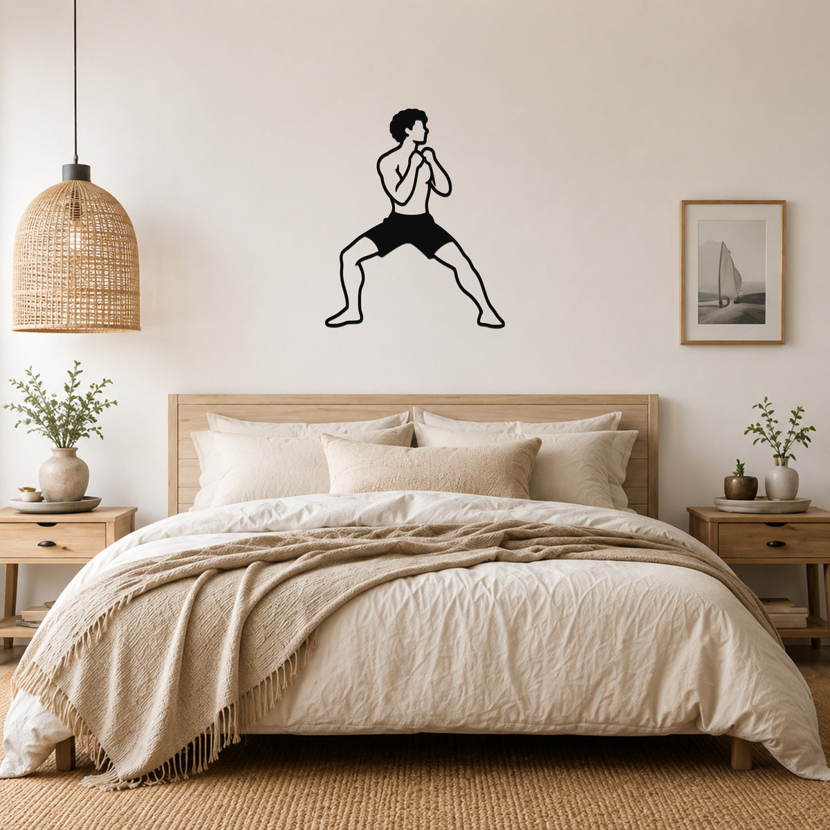 Male Karate Horse Stance Guard waterproof steel metal wall art, mockup 4