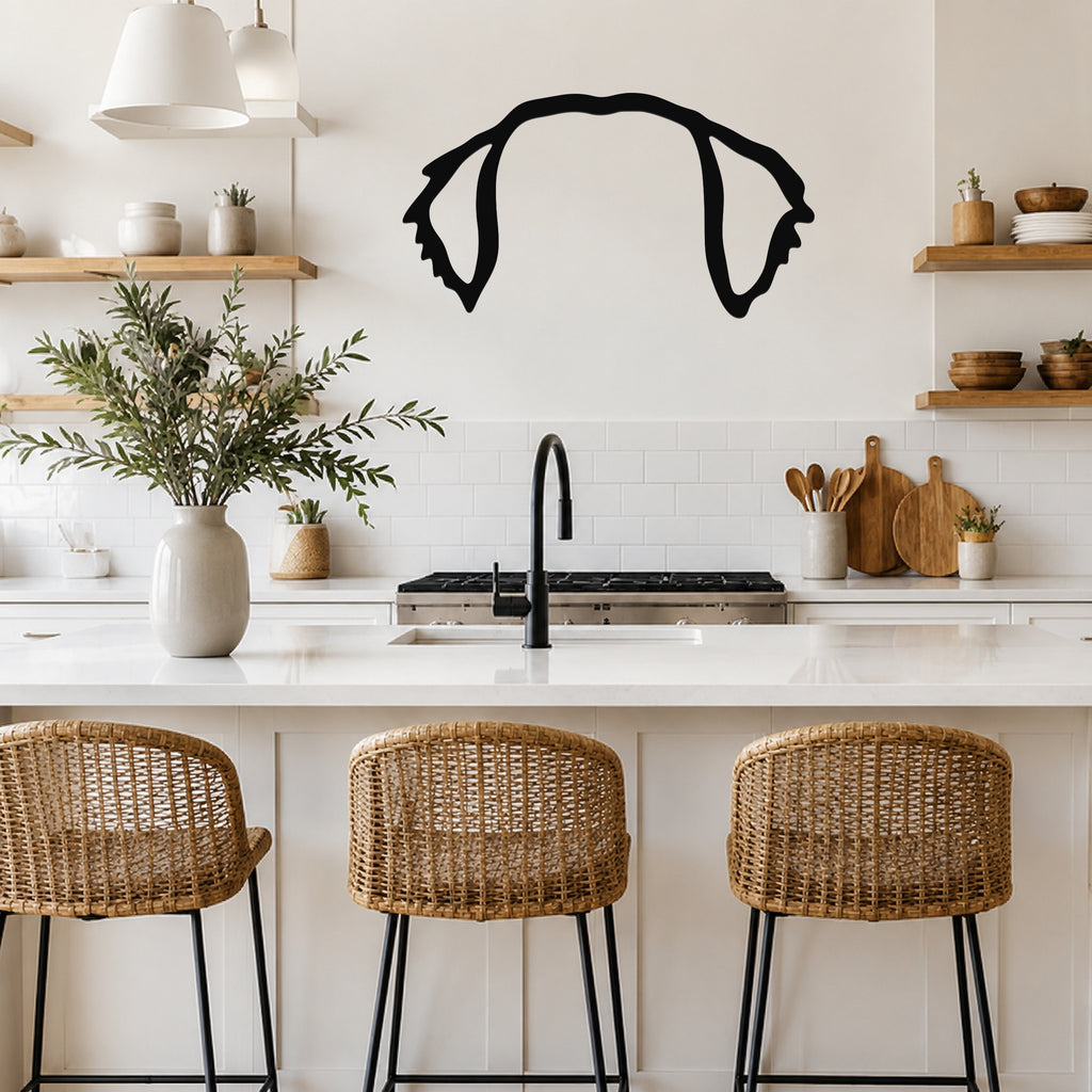 Wire-haired Dachshund dog ear waterproof metal wall art, mockup 4