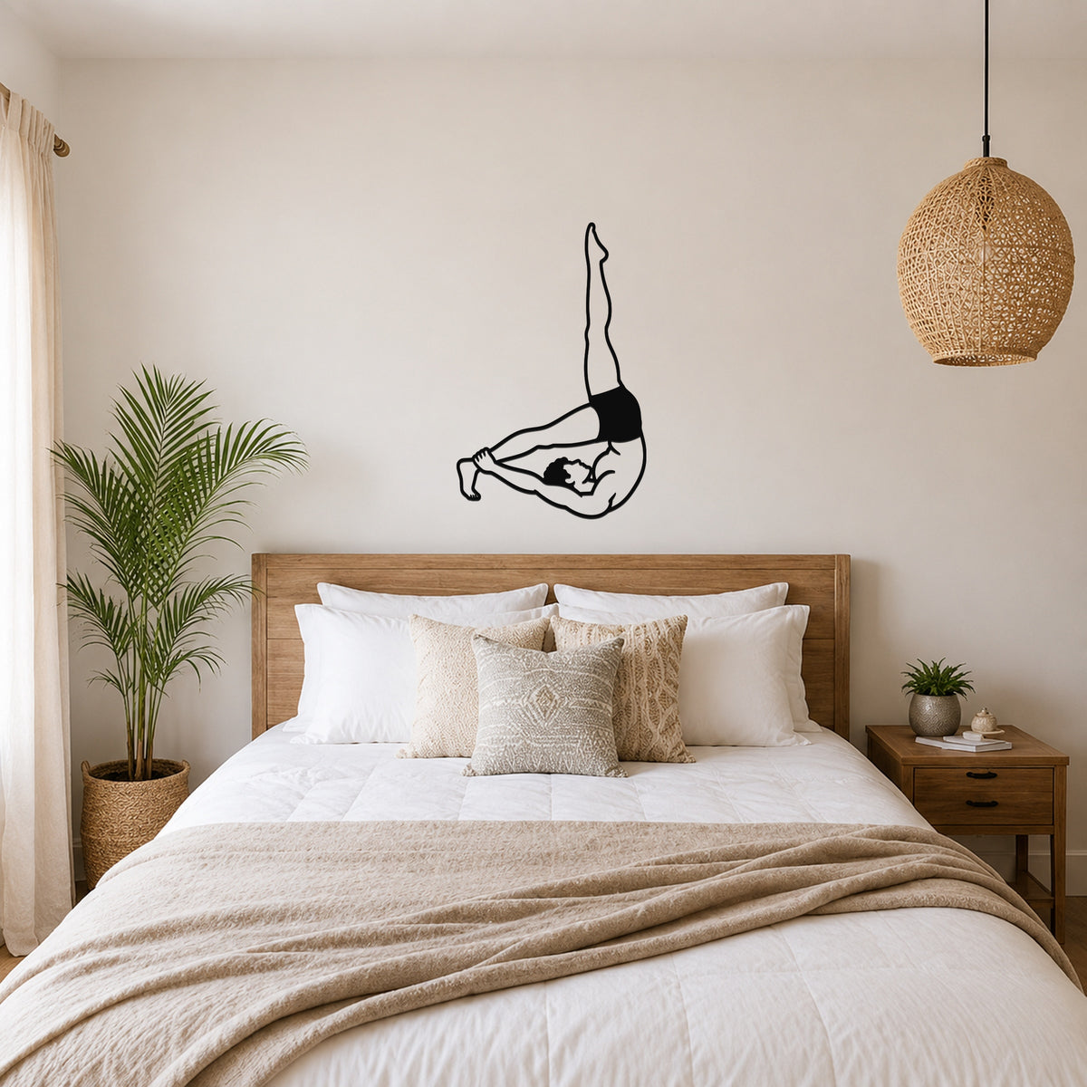 Male Classical Pilates Control Balance waterproof steel metal wall art, mockup 4