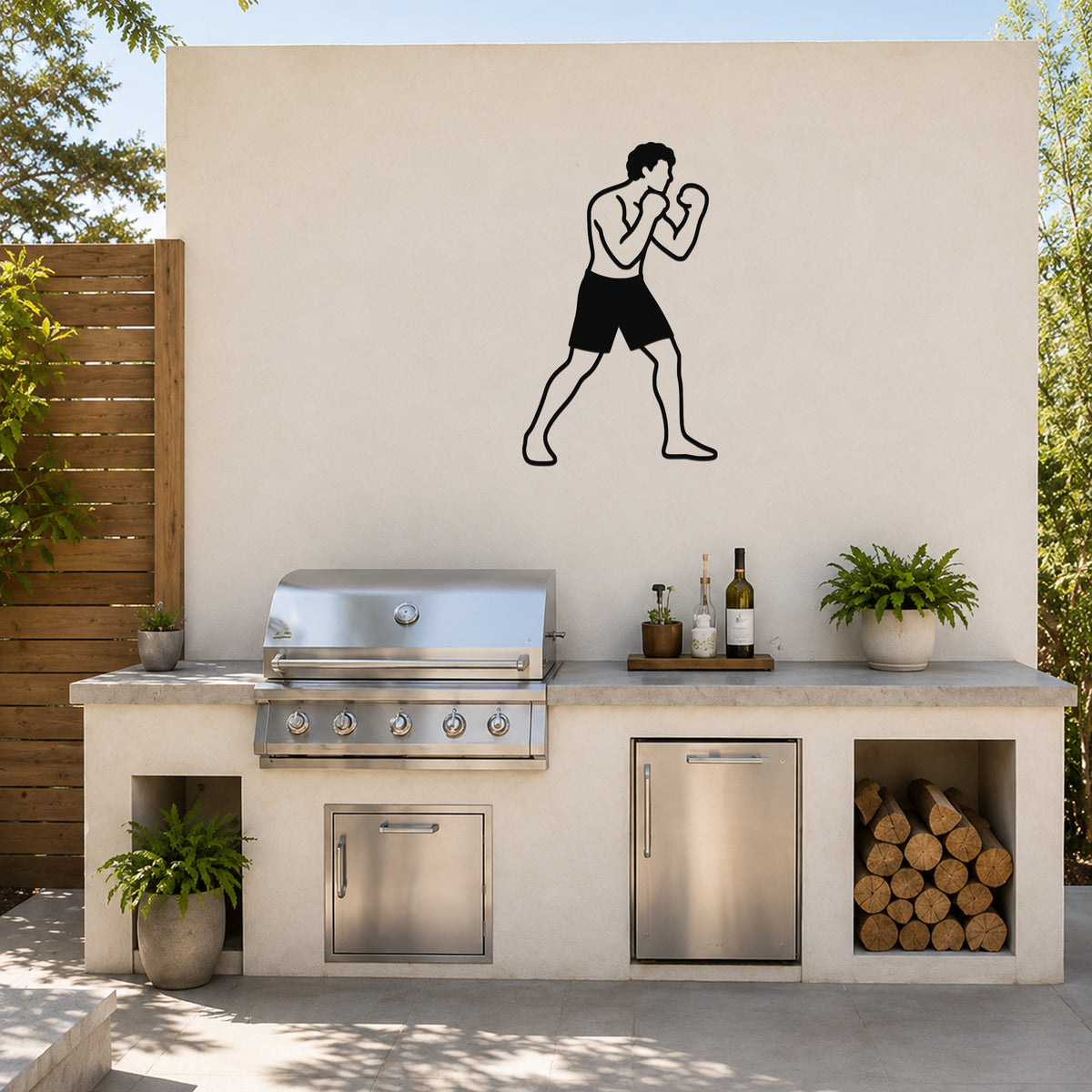 Male Boxing LEAD HOOK waterproof steel metal wall art, mockup 4