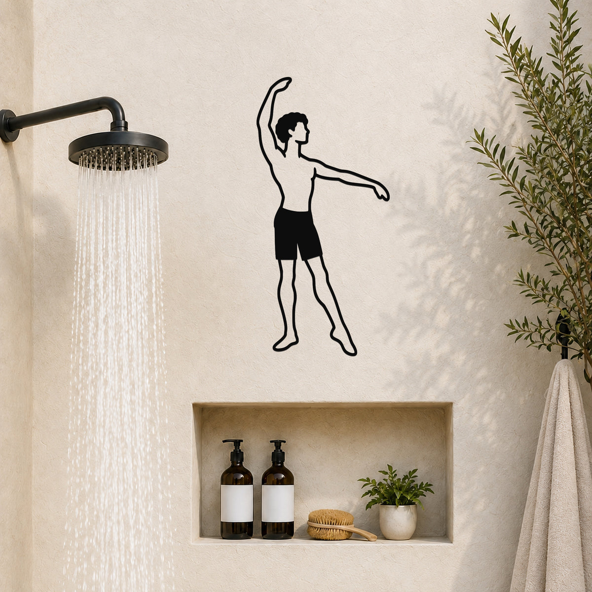 Male Ballet Effacé devant waterproof steel metal wall art, mockup 4