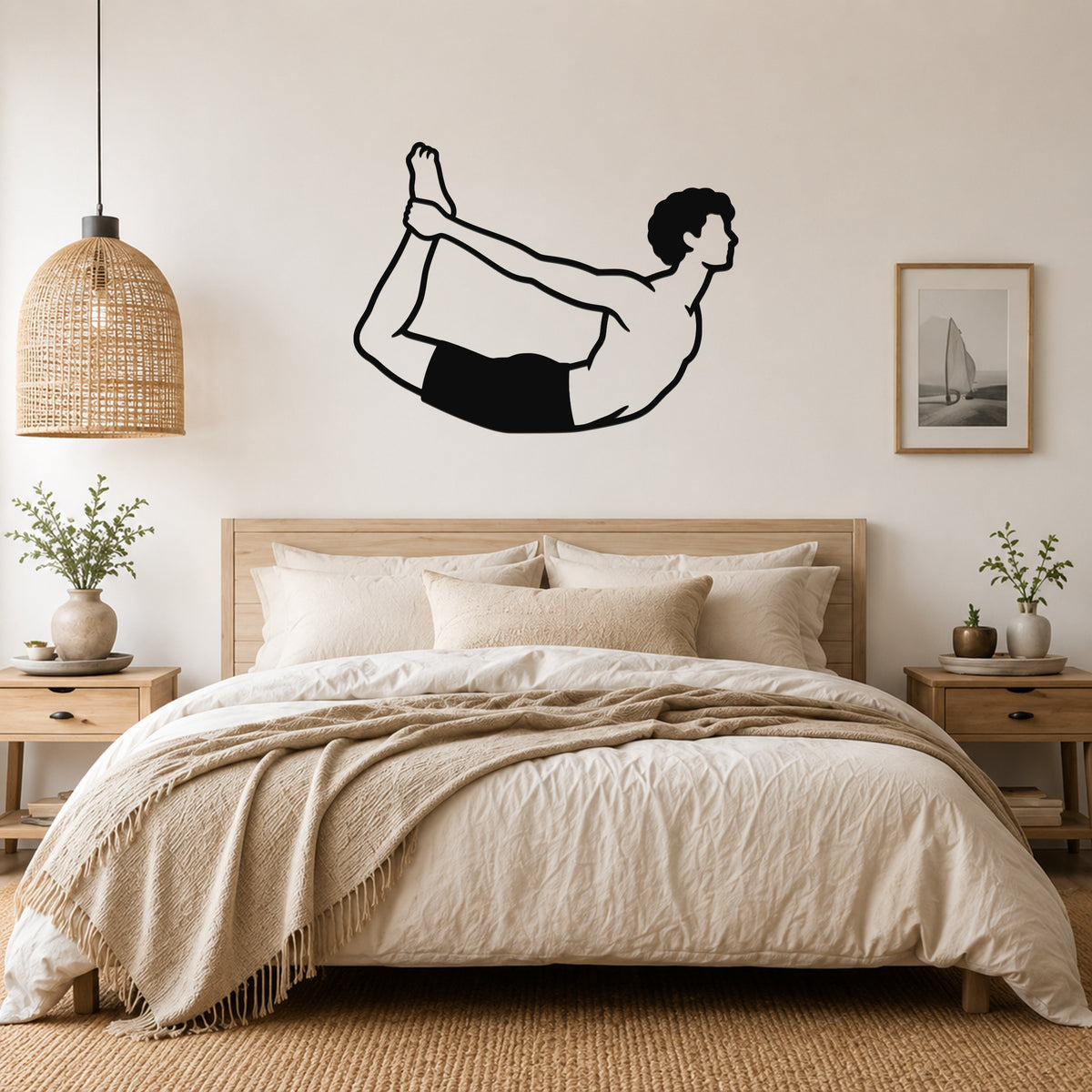 Male Classical Pilates Rocking waterproof steel metal wall art, mockup 4