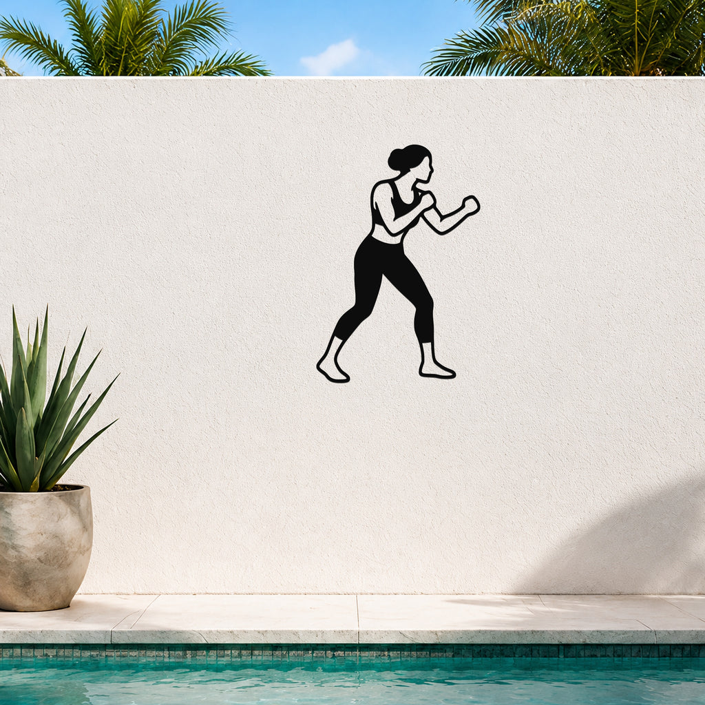 Female Boxing REAR UPPERCUT waterproof steel metal wall art, mockup 4