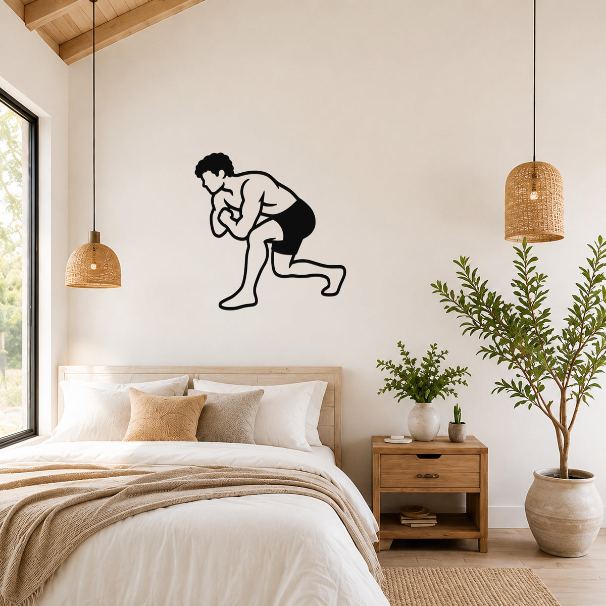 Male Wrestling Single Leg Entry waterproof steel metal wall art, mockup 4