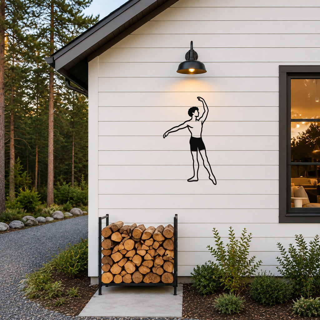 Male Ballet Écarté devant waterproof steel metal wall art, mockup 4