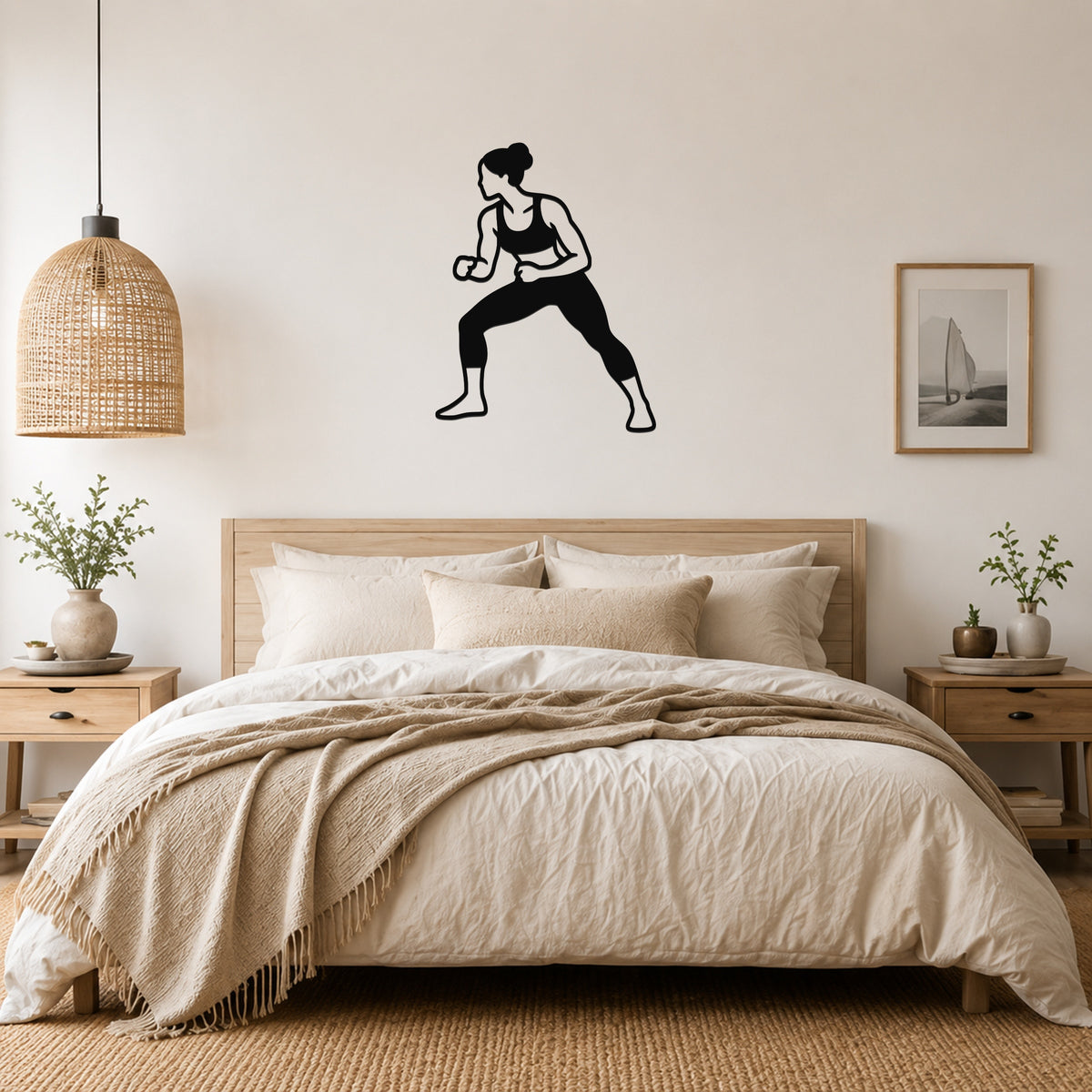 Female Wrestling Stance Hold waterproof steel metal wall art, mockup 4