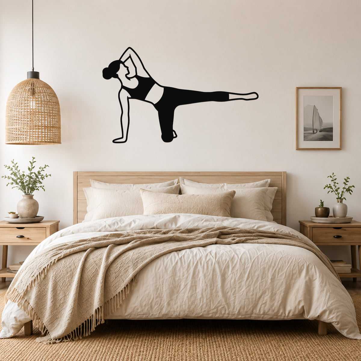 Female Classical Pilates Side Kick Kneeling waterproof steel metal wall art, mockup 4