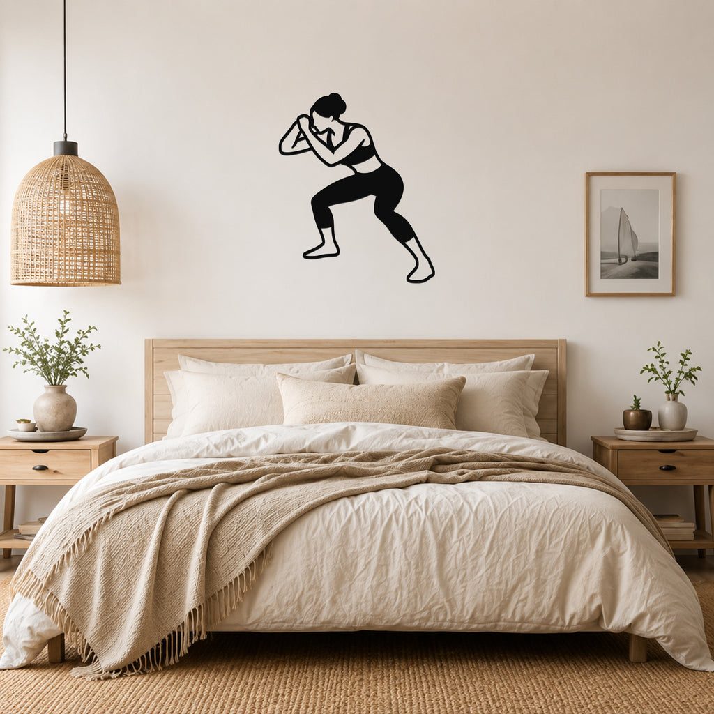 Female Wrestling Snap Down Motion waterproof steel metal wall art, mockup 4