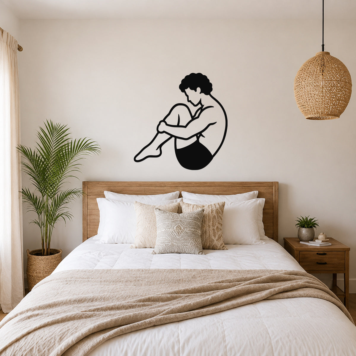 Male Classical Pilates Rolling Like a Ball waterproof steel metal wall art, mockup 4