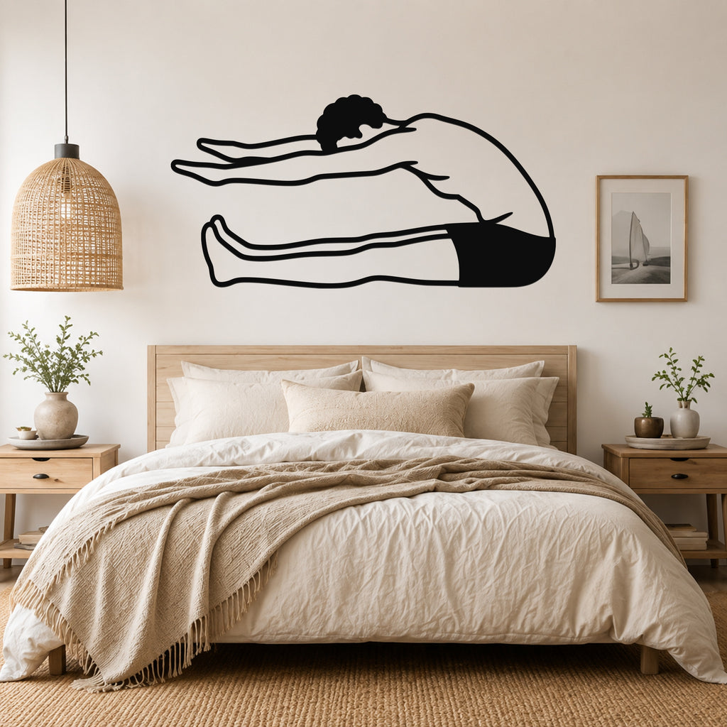 Male Classical Pilates Roll Up waterproof steel metal wall art, mockup 4