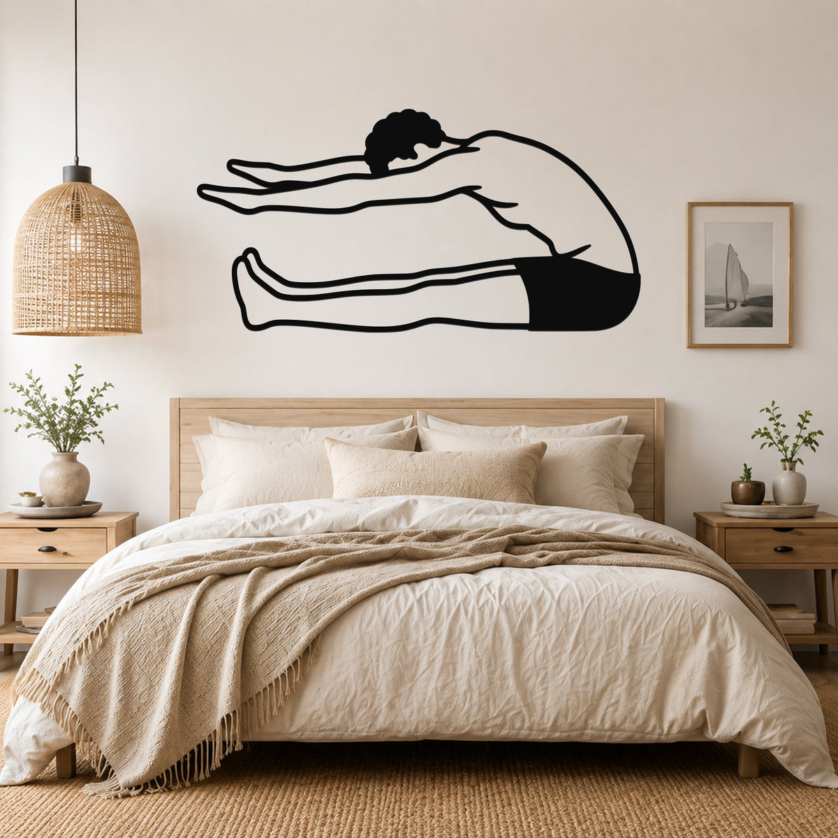 Male Classical Pilates Roll Up waterproof steel metal wall art, mockup 4