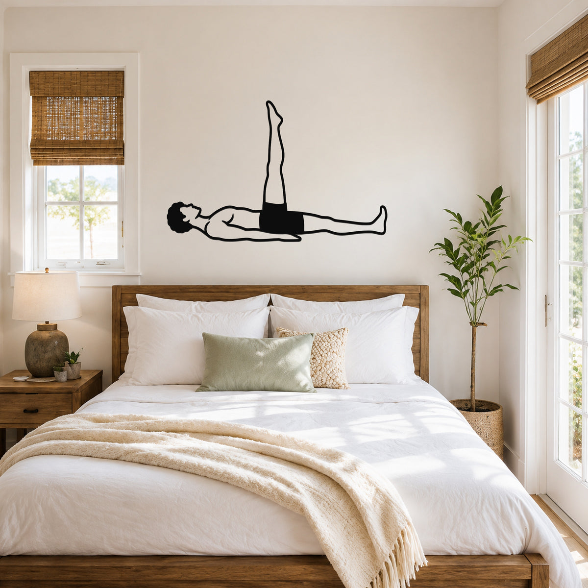 Male Classical Pilates One Leg Circle waterproof steel metal wall art, mockup 4