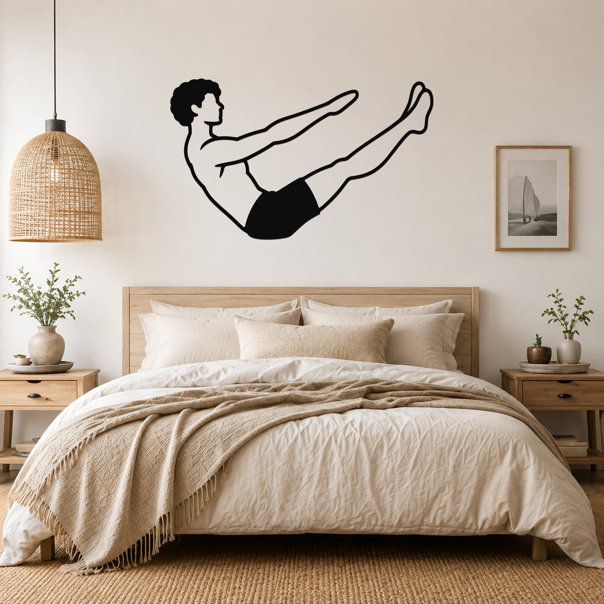Male Classical Pilates Teaser waterproof steel metal wall art, mockup 4