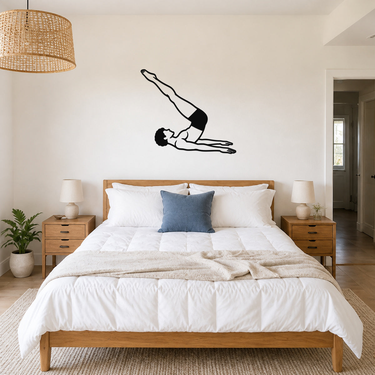 Male Classical Pilates Corkscrew waterproof steel metal wall art, mockup 4