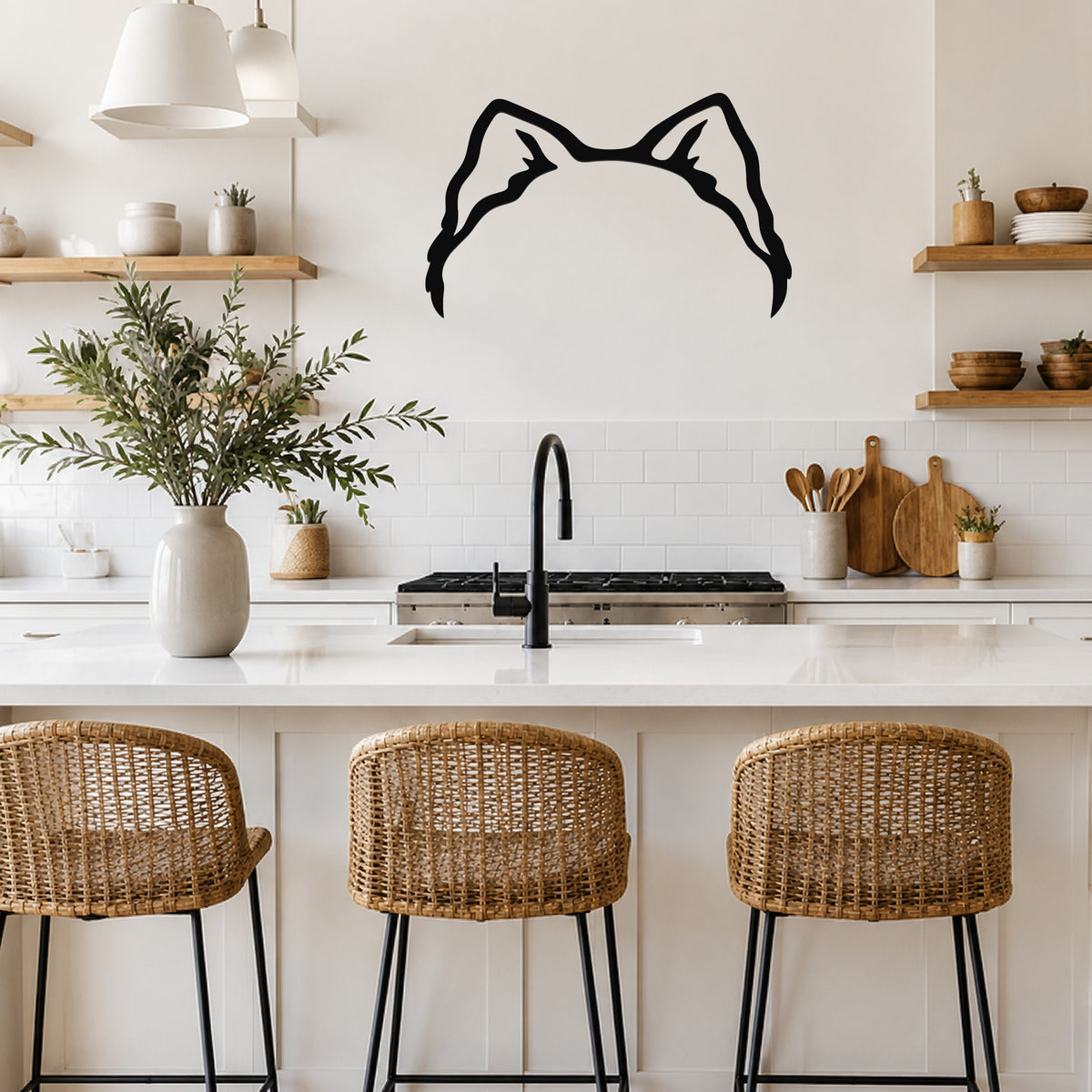 Samoyed dog ear waterproof metal wall art, mockup 4
