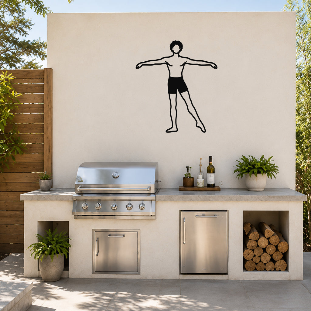 Male Ballet À la seconde waterproof steel metal wall art, mockup 4