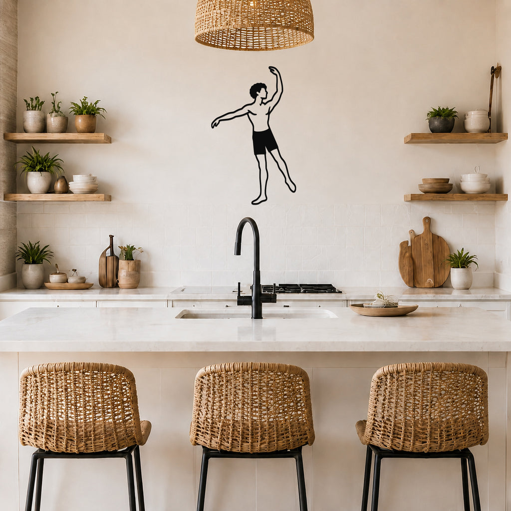 Male Ballet Effacé derrière waterproof steel metal wall art, mockup 4