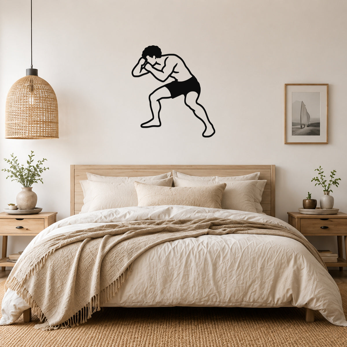 Male Wrestling Snap Down Motion waterproof steel metal wall art, mockup 4